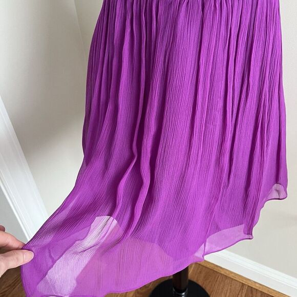 CACHE Y2K Silk Mini Dress Sz 2 Purple Ruffled One Shoulder Fairy Cocktail - Picture 12 of 15
